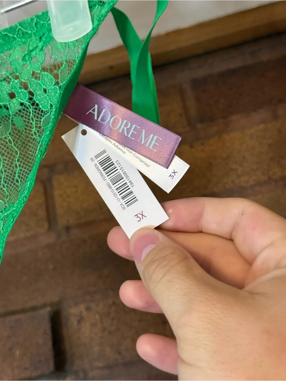 Adore Me Emerald Green Lace Chemise with Matching Thong NWT